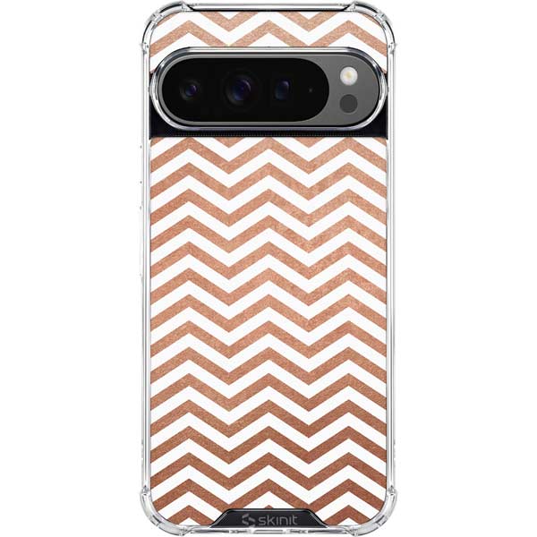 Rose Gold Chevron Google Pixel 10 Pro Clear Case