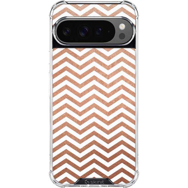 Rose Gold Chevron Google Pixel 10 Pro XL Clear Case