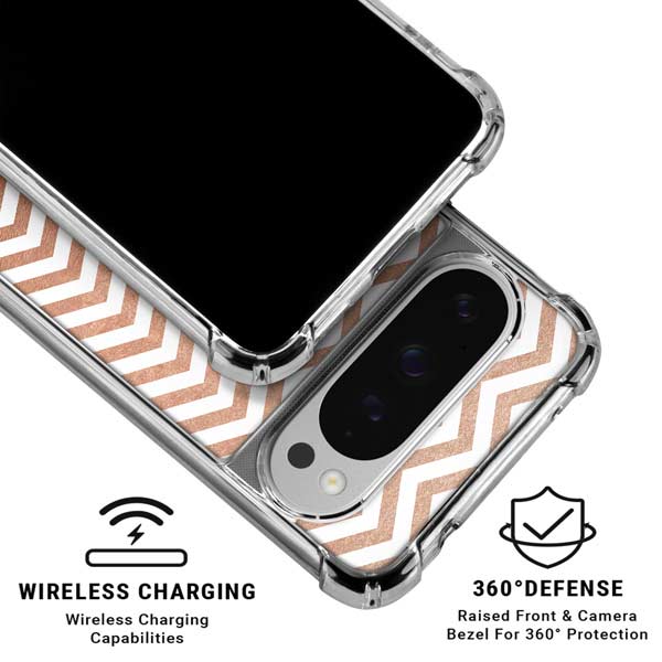 Rose Gold Chevron Google Pixel 10 Pro XL Clear Case