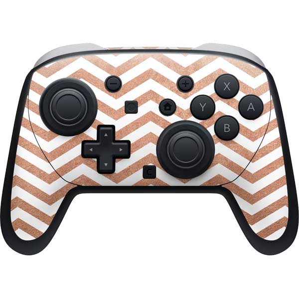 Rose Gold Chevron Nintendo Switch 2 (2025) Pro Controller Skin
