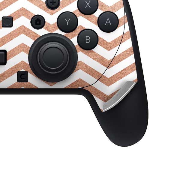 Rose Gold Chevron Nintendo Switch 2 (2025) Pro Controller Skin