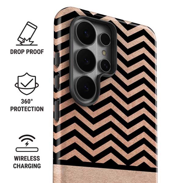 Rose Gold Chevron Split Galaxy S26 Ultra Impact Case