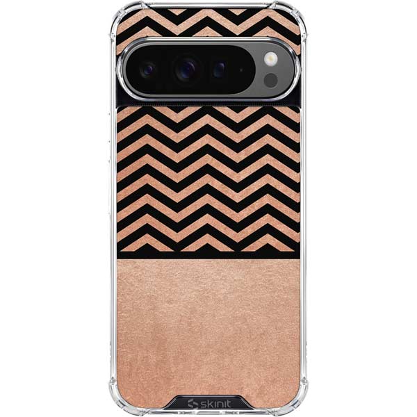 Rose Gold Chevron Split Google Pixel 10 Pro XL Clear Case