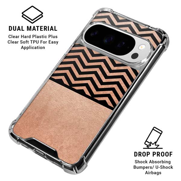 Rose Gold Chevron Split Google Pixel 10 Pro XL Clear Case