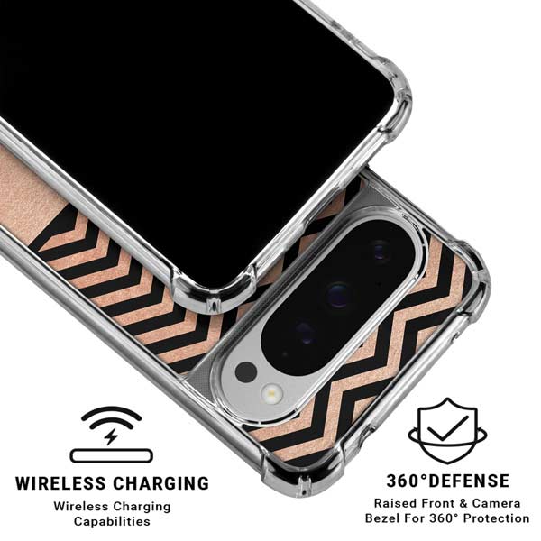 Rose Gold Chevron Split Google Pixel 10 Pro XL Clear Case
