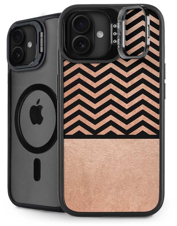 Rose Gold Chevron Split iPhone 16 Kickstand Case