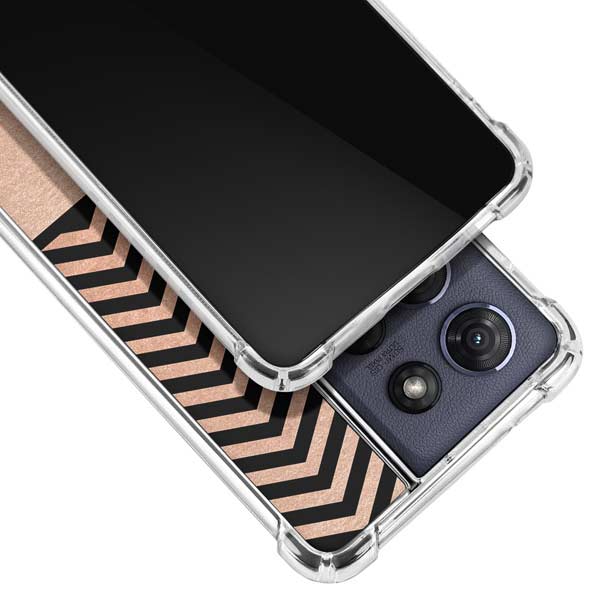 Rose Gold Chevron Split Moto G 5G (2025) Clear Case