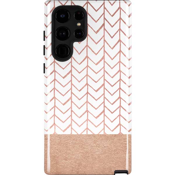 Rose Gold Herringbone Galaxy S25 Ultra Impact Case