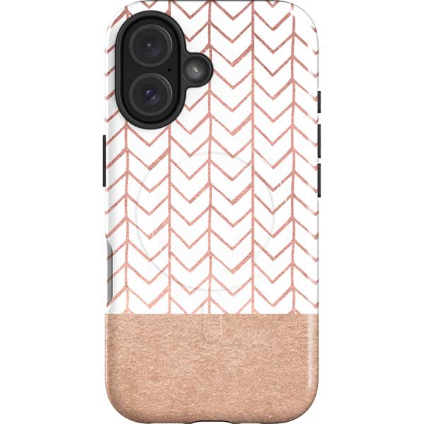 Rose Gold Herringbone iPhone 16 Magsafe Impact Case