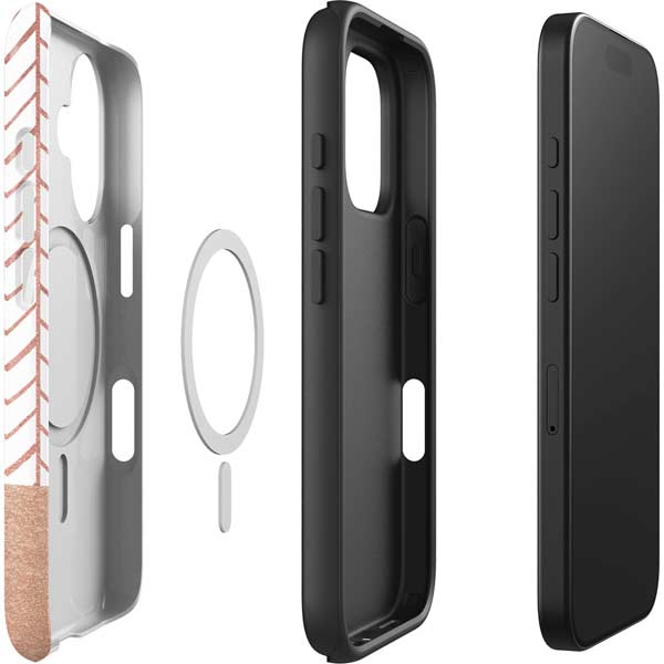 Rose Gold Herringbone iPhone 16 Magsafe Impact Case