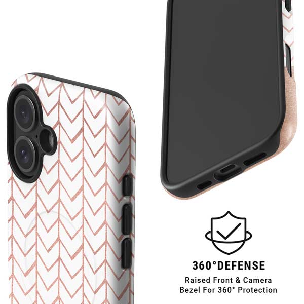 Rose Gold Herringbone iPhone 16 Magsafe Impact Case
