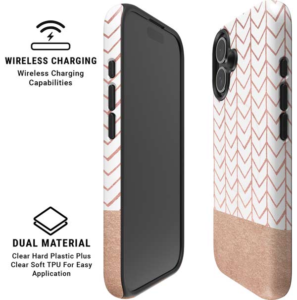 Rose Gold Herringbone iPhone 16 Magsafe Impact Case