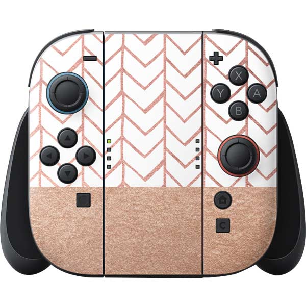 Rose Gold Herringbone Nintendo Skins