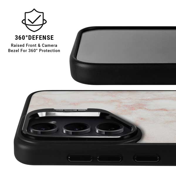 Rose Gold Marble Galaxy S25 Plus Kickstand Case