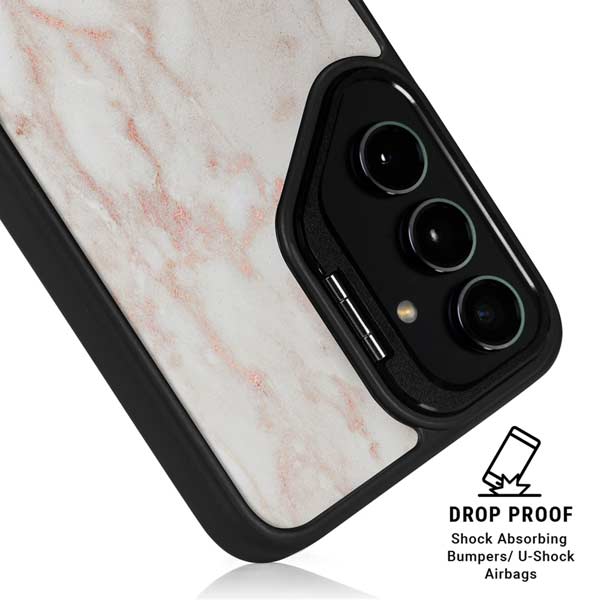 Rose Gold Marble Galaxy S25 Plus Kickstand Case