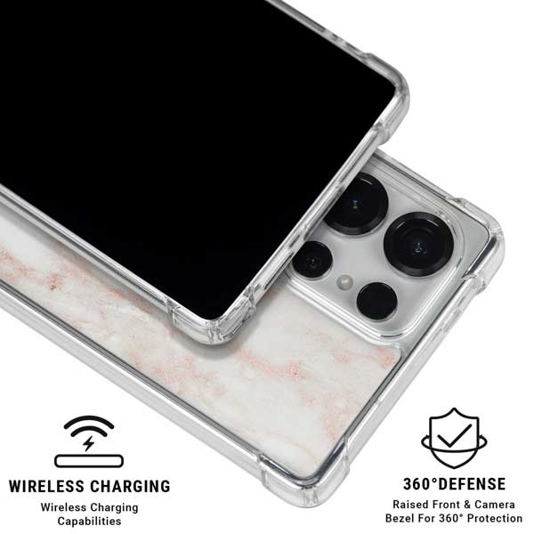 Rose Gold Marble Galaxy S25 Ultra Clear Case