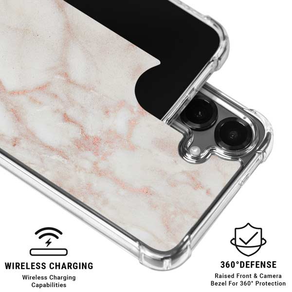 Rose Gold Marble Galaxy S26 Plus Clear Case