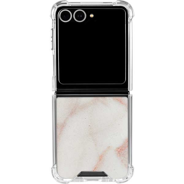 Rose Gold Marble Galaxy Z Flip7 Clear Case