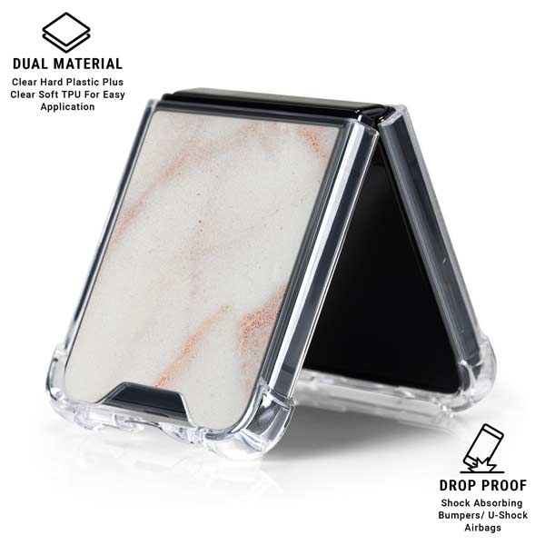 Rose Gold Marble Galaxy Z Flip7 Clear Case