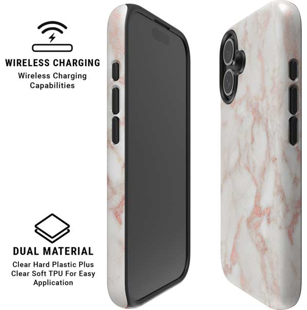 Rose Gold Marble iPhone 16 Magsafe Impact Case