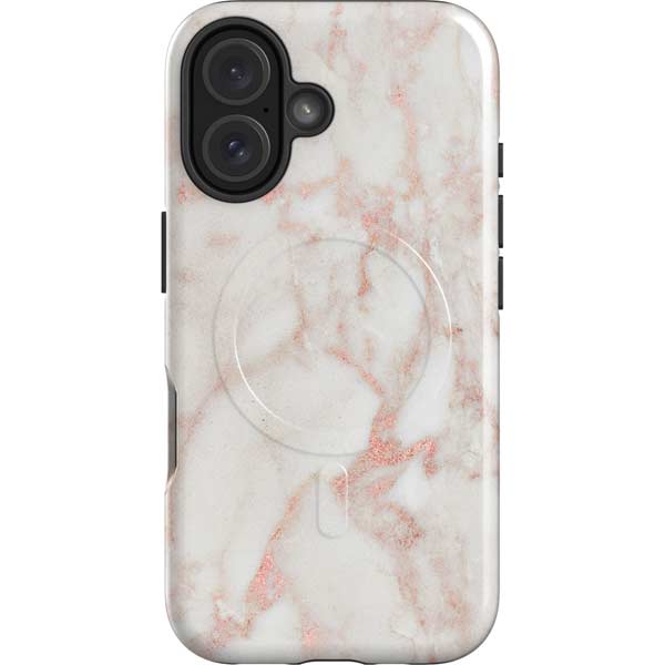 Rose Gold Marble iPhone 16 Plus Magsafe Impact Case