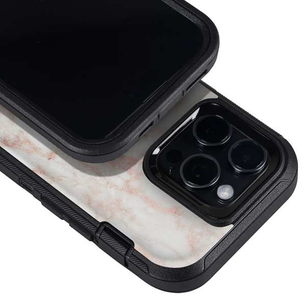 Rose Gold Marble Otterbox Defender iPhone Skin