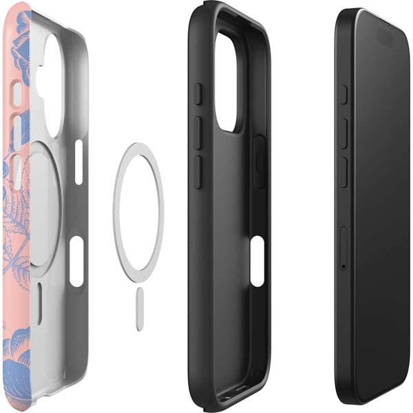 Rose Quartz & Serenity Floral iPhone 16 Plus Magsafe Impact Case