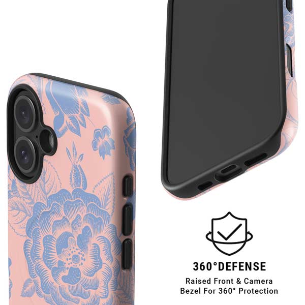 Rose Quartz & Serenity Floral iPhone 16 Plus Magsafe Impact Case