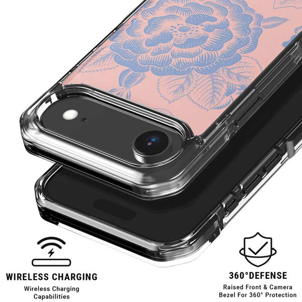 Rose Quartz & Serenity Floral iPhone 17 Air Clear Case