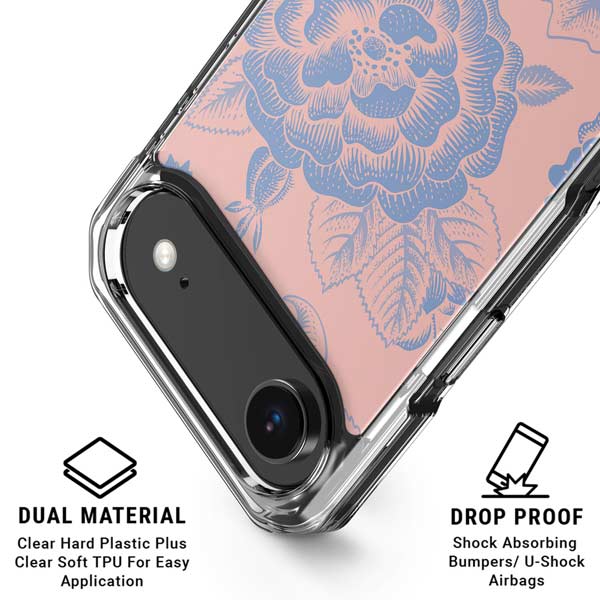 Rose Quartz & Serenity Floral iPhone 17 Air Clear Case