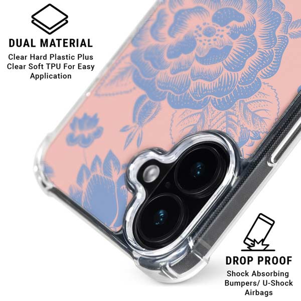 Rose Quartz & Serenity Floral iPhone 17 MagSafe Case