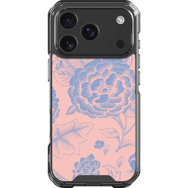 Rose Quartz & Serenity Floral iPhone 17 Pro Clear Case