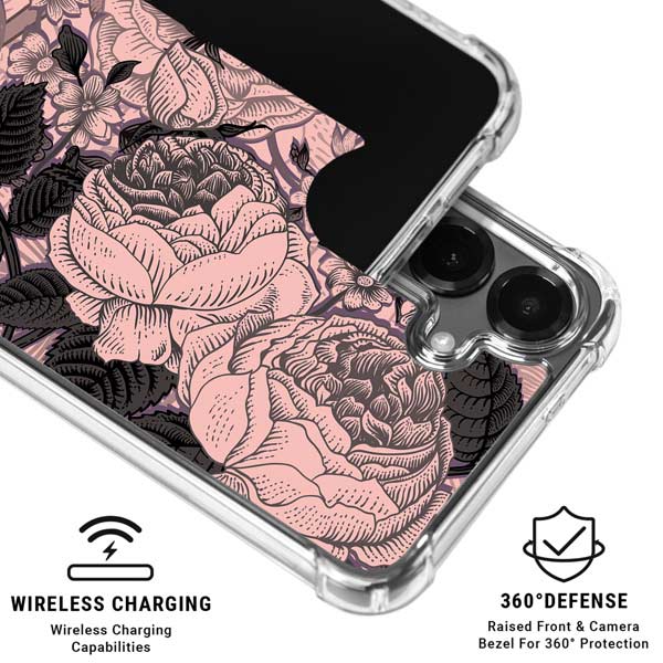 Rose Quartz Floral Galaxy S26 Clear Case