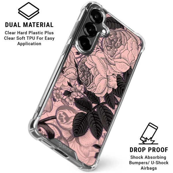 Rose Quartz Floral Galaxy S26 Clear Case