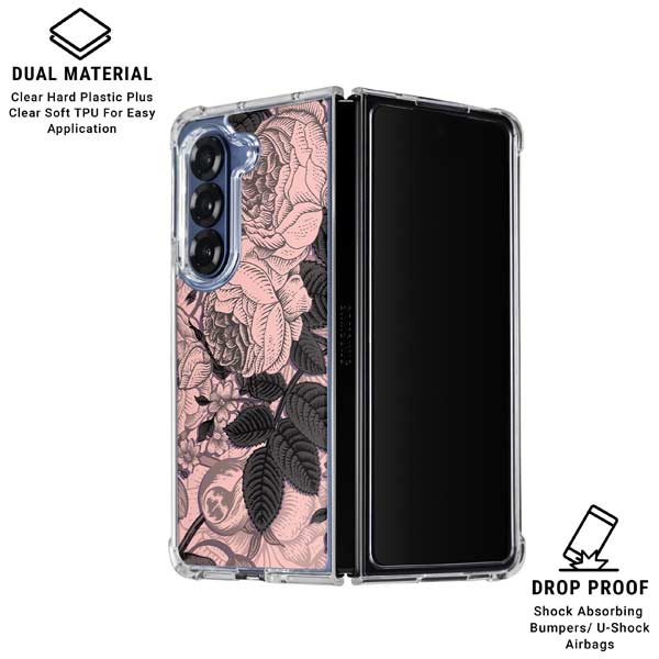 Rose Quartz Floral Galaxy Z Fold7 Clear Case