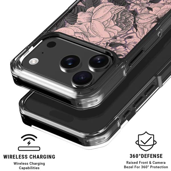Rose Quartz Floral iPhone 17 Pro Clear Case