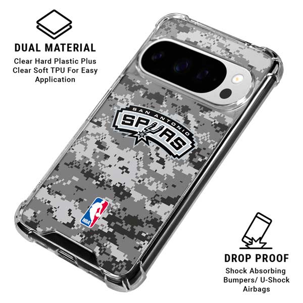 NBA San Antonio Spurs Digi Camo Google Pixel 10 Pro XL Clear Case