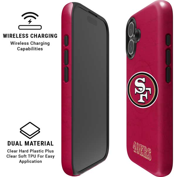 NFL San Francisco 49ers Distressed iPhone 16 Plus Magsafe Impact Case