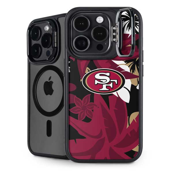 NFL San Francisco 49ers Tropical Print iPhone 14 Pro Max Kickstand Case