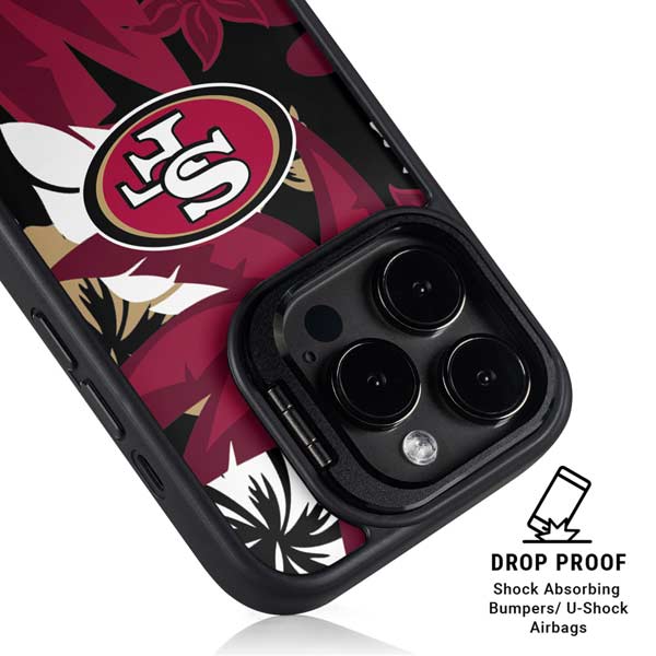 NFL San Francisco 49ers Tropical Print iPhone 14 Pro Max Kickstand Case