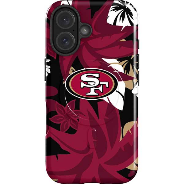 NFL San Francisco 49ers Tropical Print iPhone 16 Plus Magsafe Impact Case