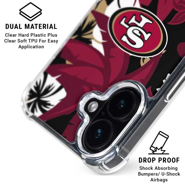 NFL San Francisco 49ers Tropical Print iPhone 17 Clear Case