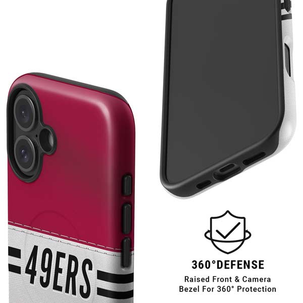 NFL San Francisco 49ers White Striped iPhone 16 Magsafe Impact Case