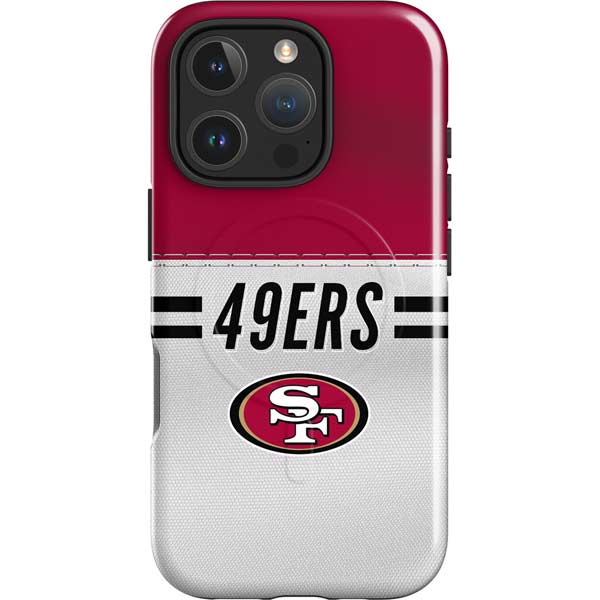 NFL San Francisco 49ers White Striped iPhone 16 Pro Max Magsafe Impact Case