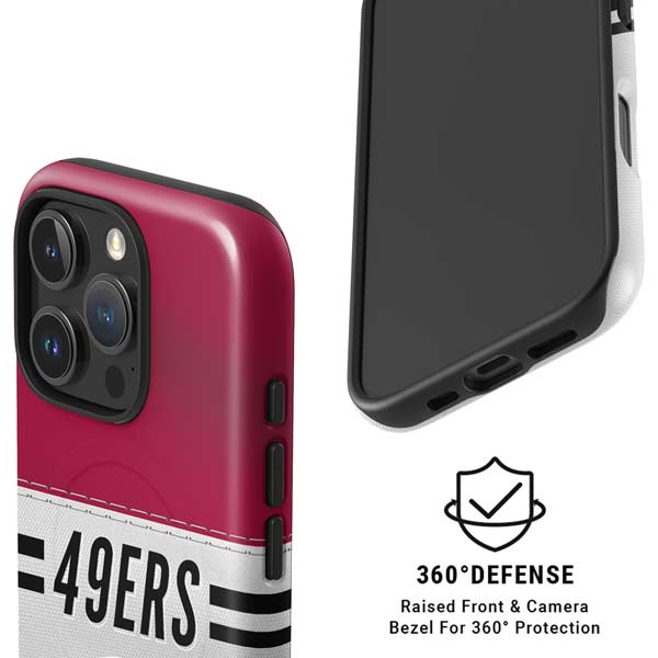 NFL San Francisco 49ers White Striped iPhone 16 Pro Max Magsafe Impact Case