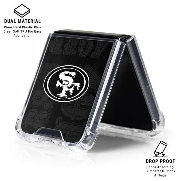 NFL San Franciso 49ers Black & White Galaxy Z Flip7 Clear Case