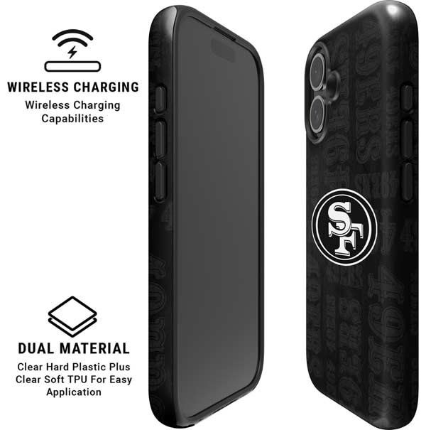NFL San Franciso 49ers Black & White iPhone 16 Plus Magsafe Impact Case