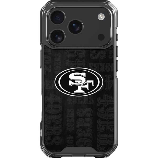 NFL San Franciso 49ers Black & White iPhone 17 Pro Clear Case