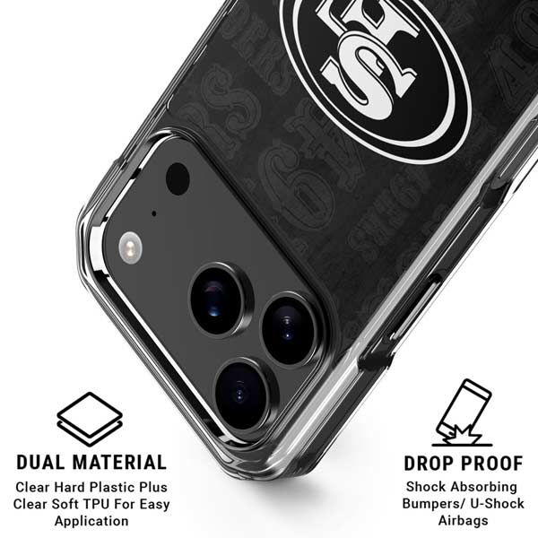NFL San Franciso 49ers Black & White iPhone 17 Pro Clear Case