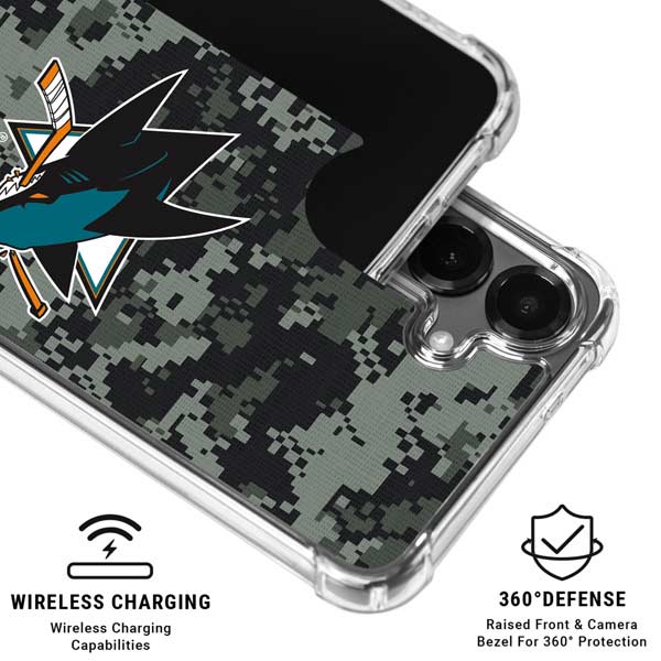 NHL San Jose Sharks Camo Galaxy S26 Plus Clear Case